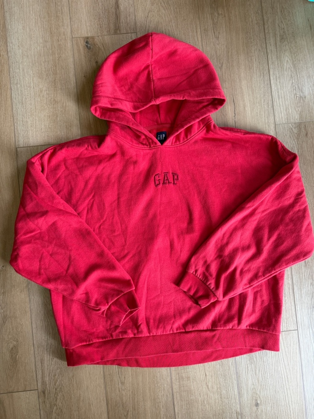 GAP Red Pullover Hooded Sweatshirt with Embroidered Logo